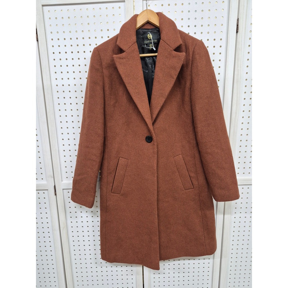 House of Harlow 1960 Rust Brown Wool Blend Single Button Overcoat Coat Size M